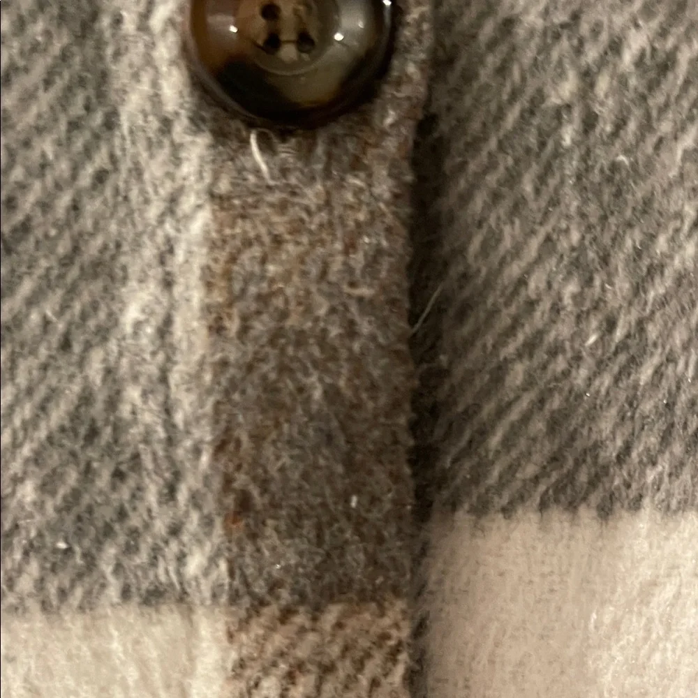 Plaid Button-Up Jacket - Brown and Gray - Picture 7 of 10